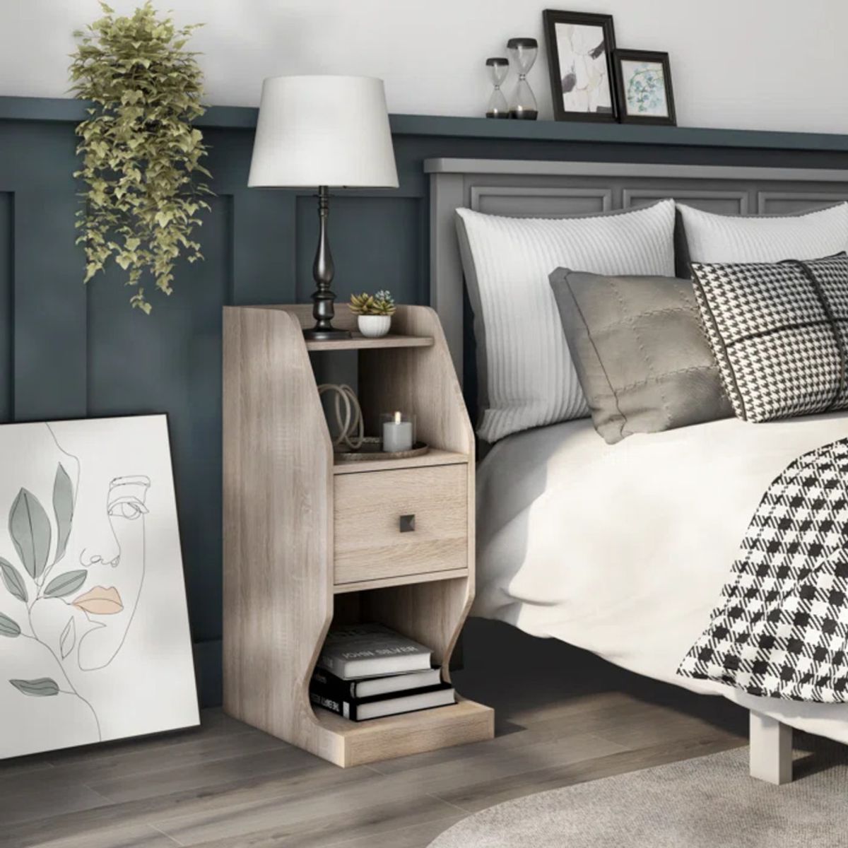 TU MESITA - Velador Moderno Oriana color Duna 1 cajón TU MESITA