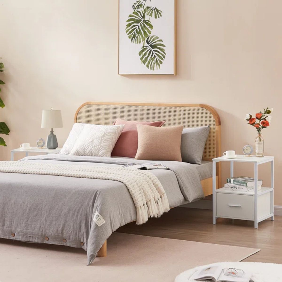 TU MESITA - Velador Industrial Lucas color Blanco 1 cajón TU MESITA