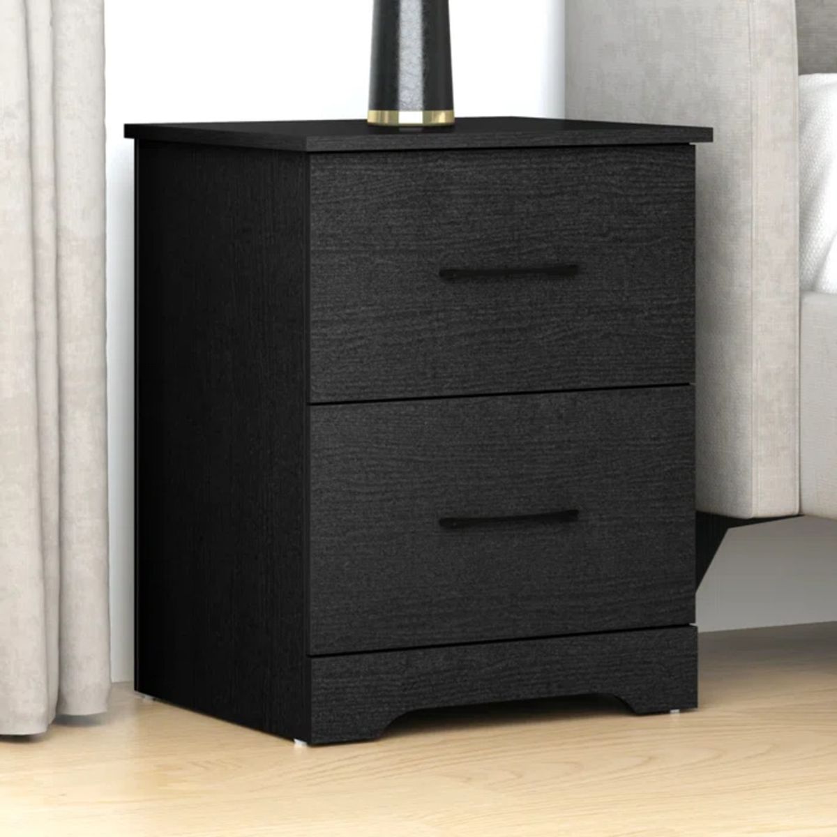 TU MESITA - Velador Mesa de Noche Kenia color Negro 2 cajones TU MESITA
