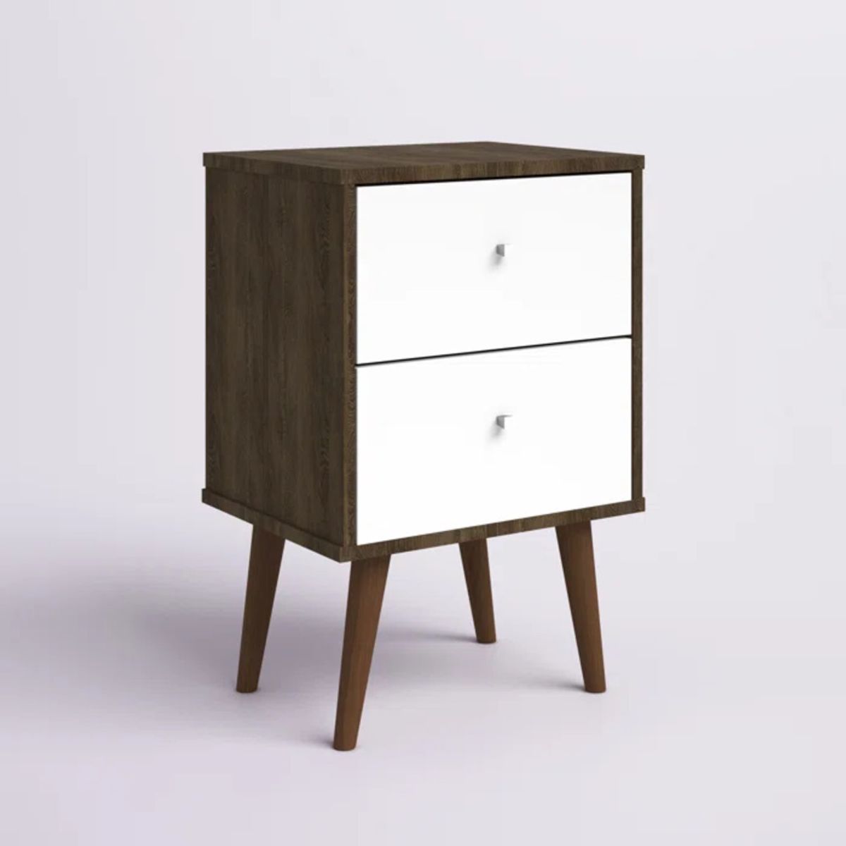 TU MESITA - Velador Mesa de Noche Karim color MarrónBlanco 2 cajones TU MESITA