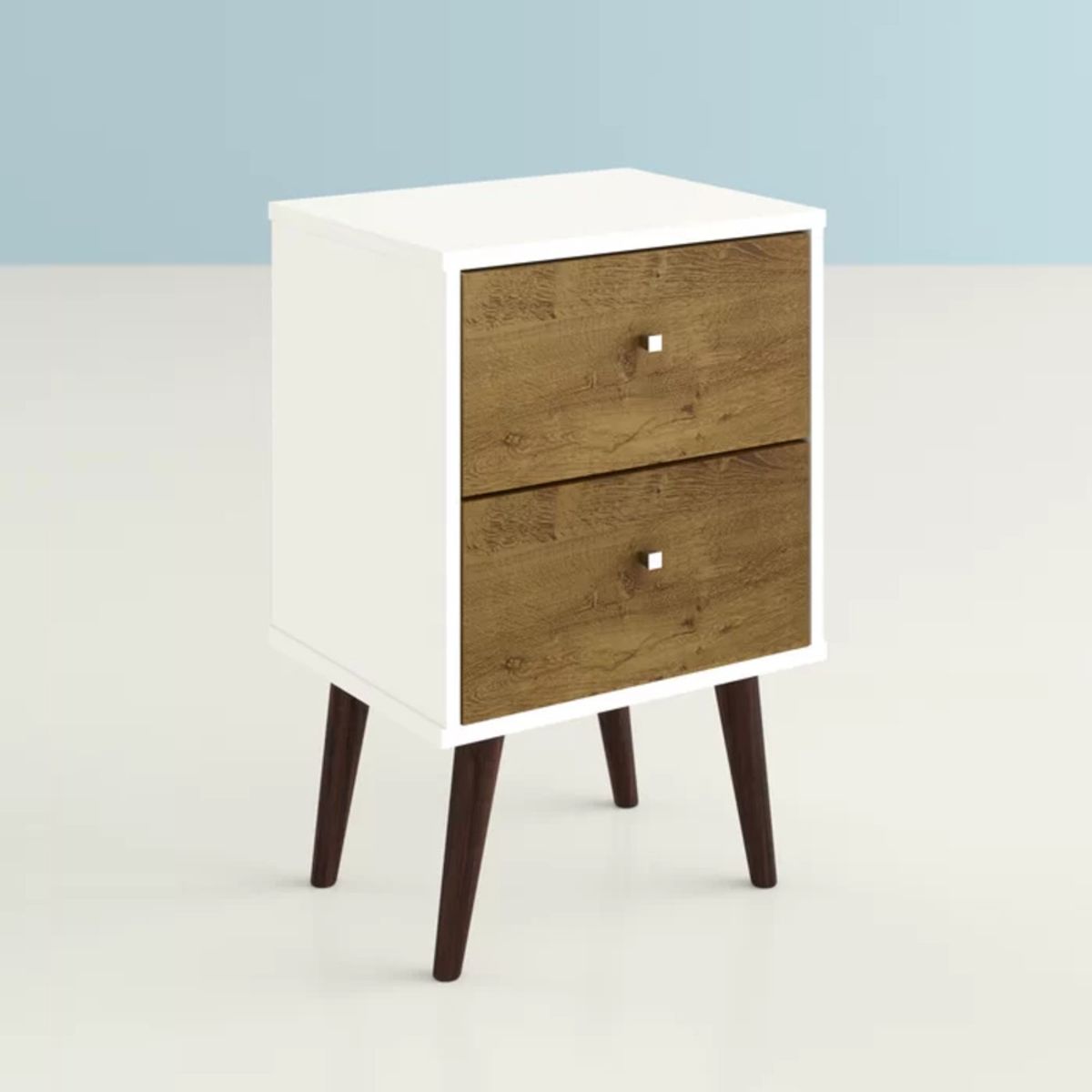TU MESITA - Velador Mesa de Noche Karim color BlancoMarrón 2 cajones TU MESITA