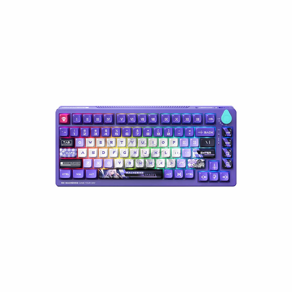 MACHENIKE - Teclado Gamer Machenike K600T B82 Tri-Mode Purple Linear PurpleGreen