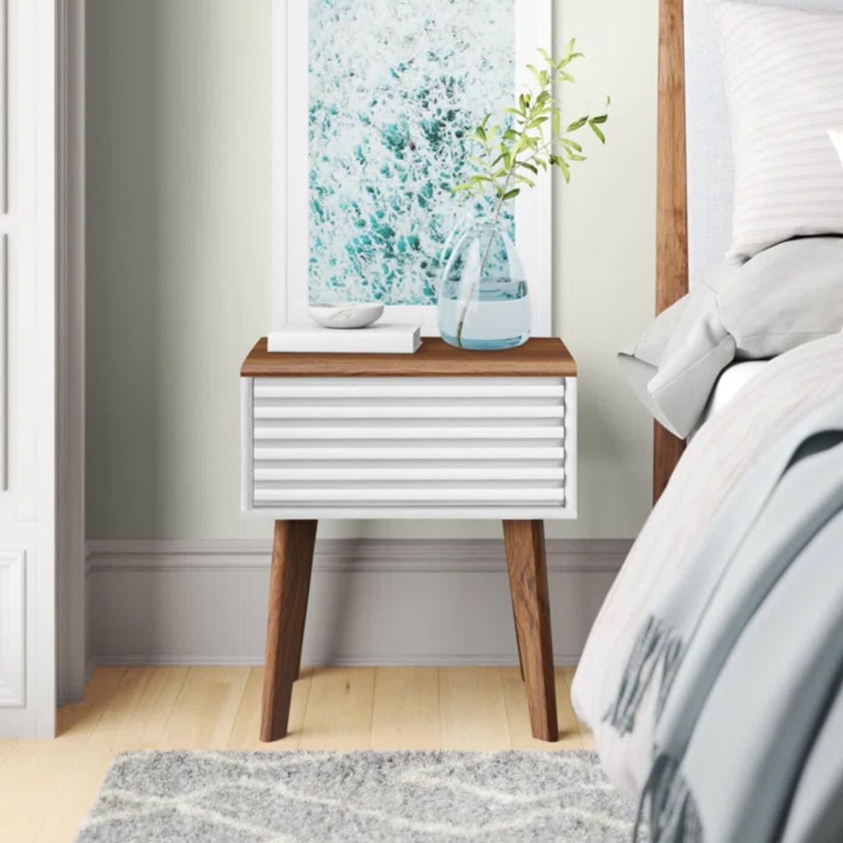 TU MESITA - Mesa de Noche Velador Moderno Nicole color BlancoMarrón 1 cajón TU MESITA