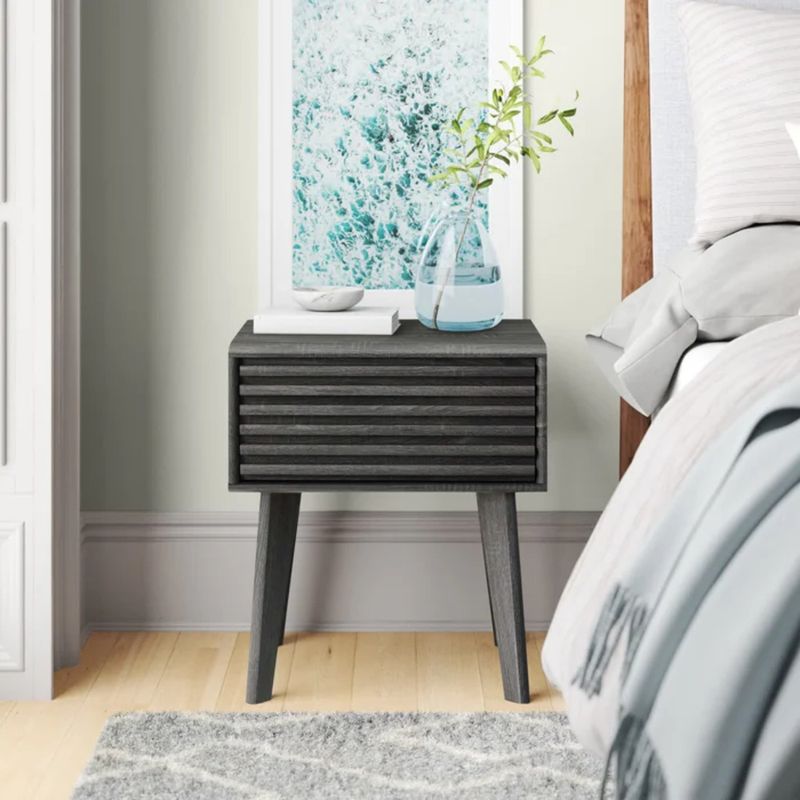 TU MESITA - Mesa de Noche Velador Moderno Nicole color Gris oscuro 1 cajón TU MESITA