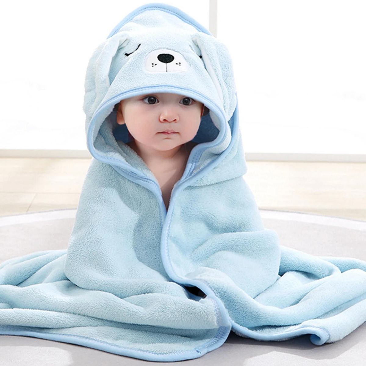 GENERICO - Toalla baño bebé - Perrito - Celeste