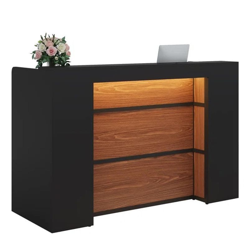 MUEBLES CRISOSTOMO - Counter de Recepción de Melamina Negro 160cm