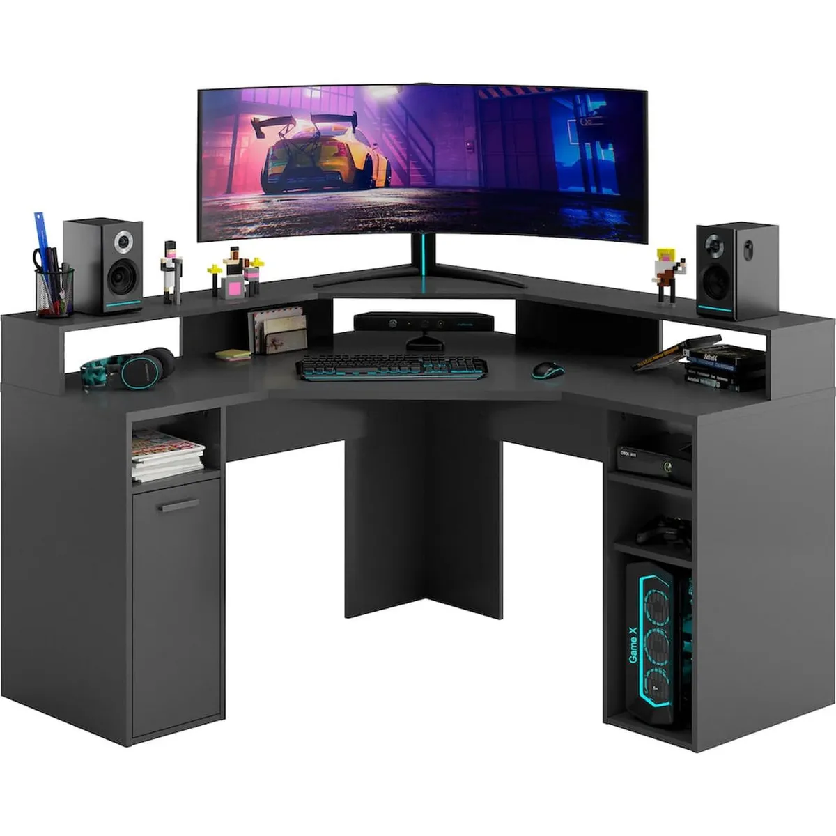 MUEBLES CRISOSTOMO - Escritorio Gamer en L Moderno Negro 138cm