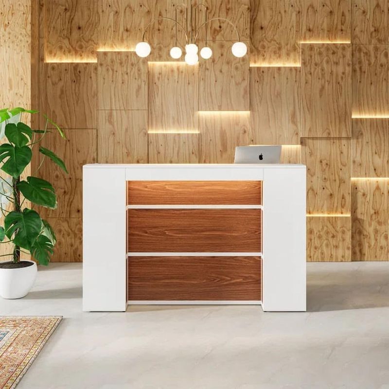 MUEBLES CRISOSTOMO - Counter de Recepción de Melamina Blanco 160cm
