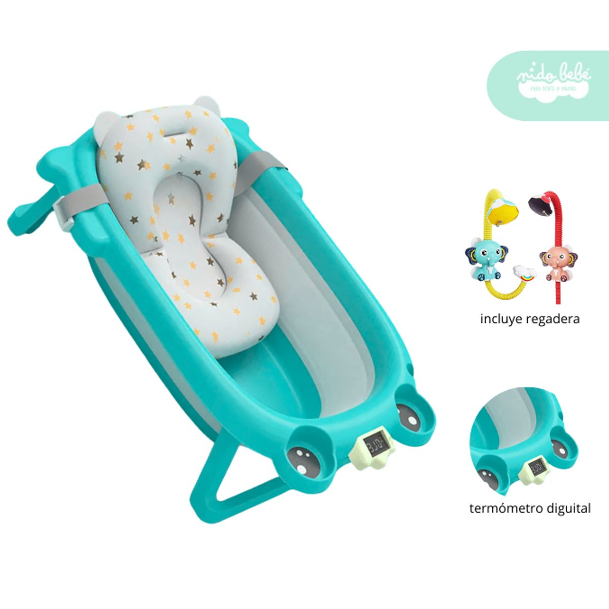 GENERICO - Bañera Plegable de Bebe modelo Ranita Azul