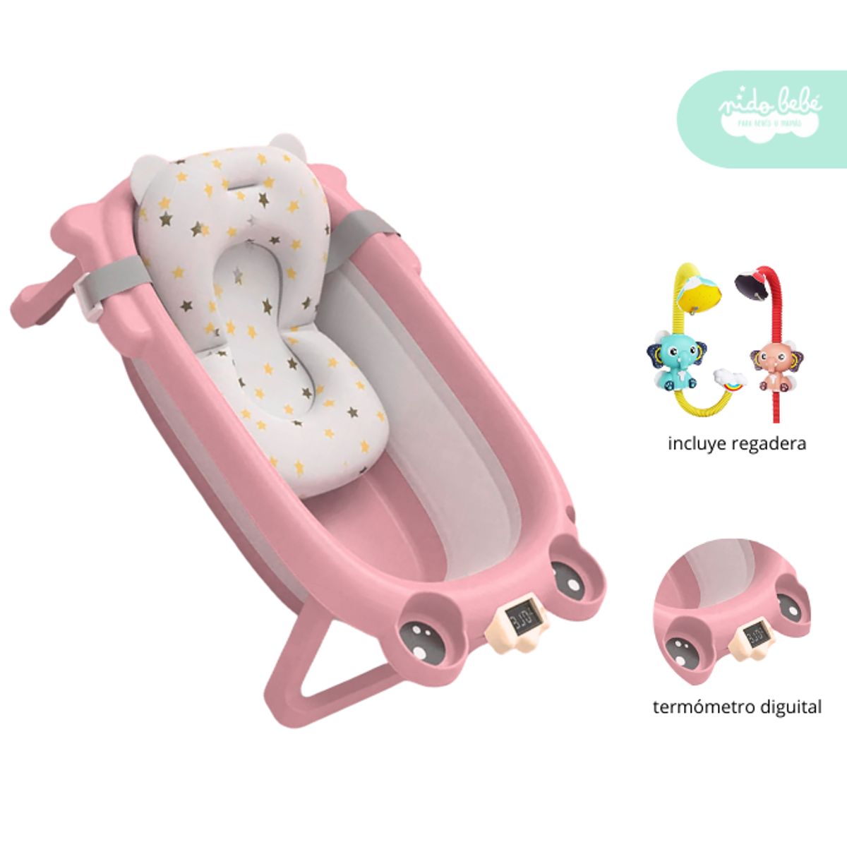 GENERICO - Bañera Plegable de Bebe modelo Ranita Rosado