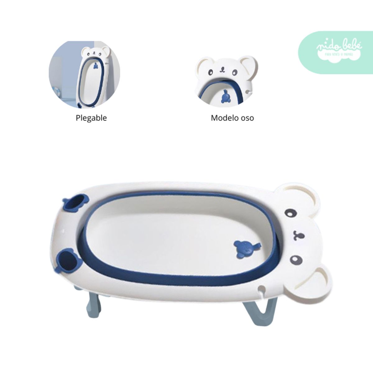 GENERICO - Bañera Plegable de Bebe modelo Osito Azul