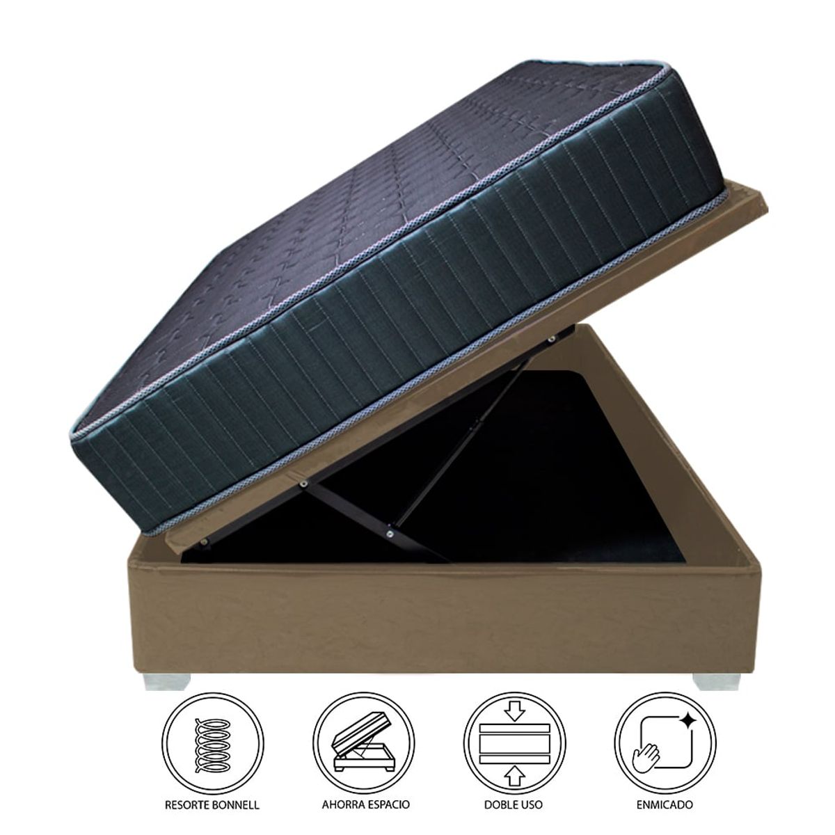 BARAKA HOME - Cama Box Espacio Trento Dual Rest 2 plz - Beige oscuro