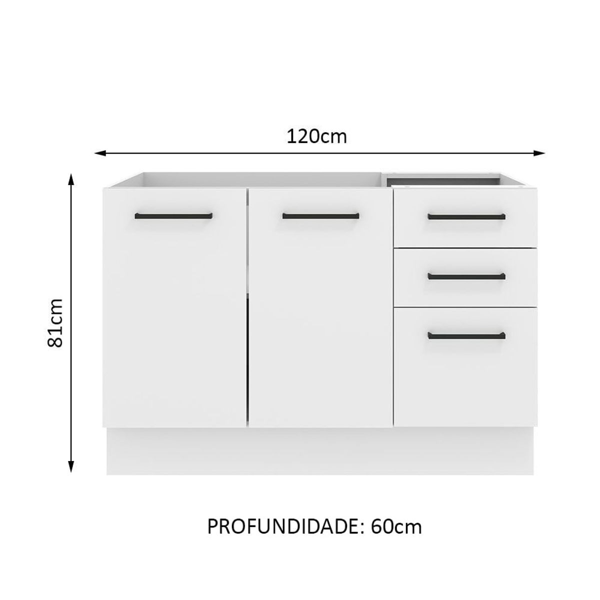 MADESA - Mueble de Cocina Agata 2 Puertas y 3 Cajones 120 cm x 60 cm