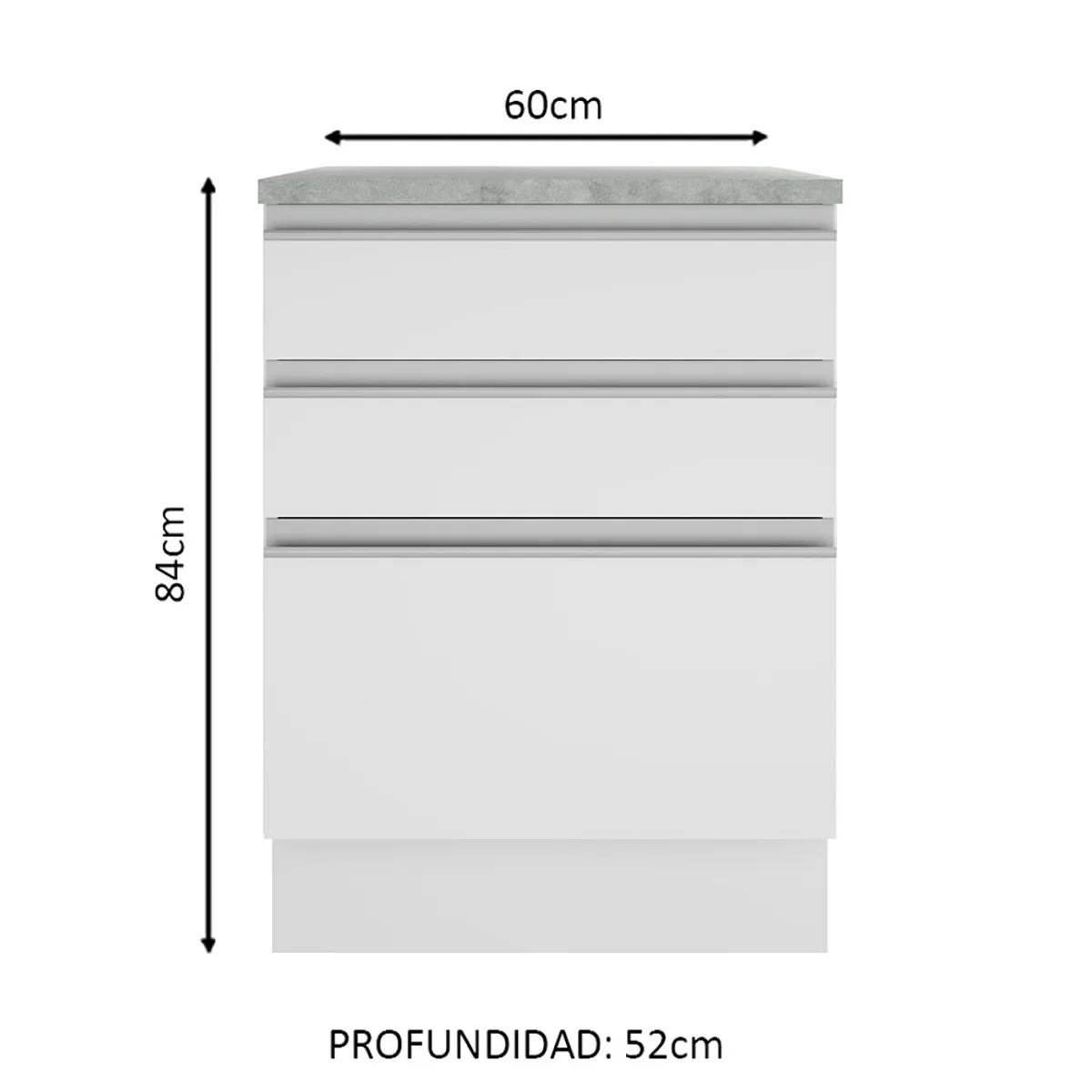MADESA - Mueble de Cocina Glamy 60 cm 3 Cajones