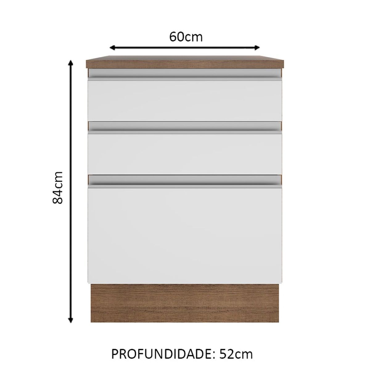 MADESA - Mueble de Cocina Glamy 60 cm 3 Cajones