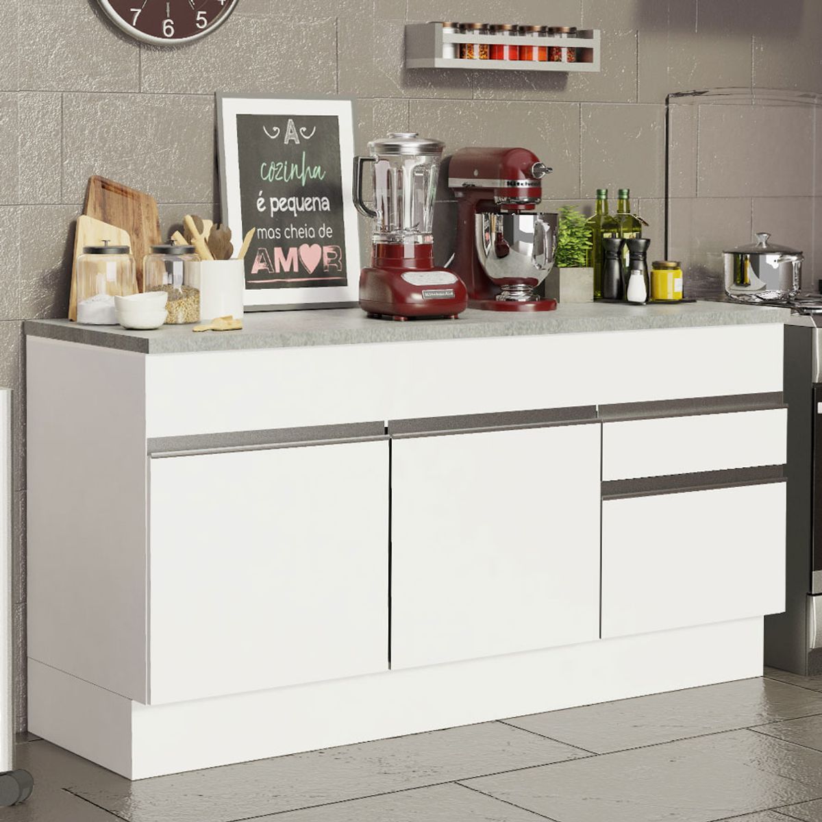 MADESA - Mueble de Cocina Glamy 150 cm - Mostrador para Lavadero con Encimera