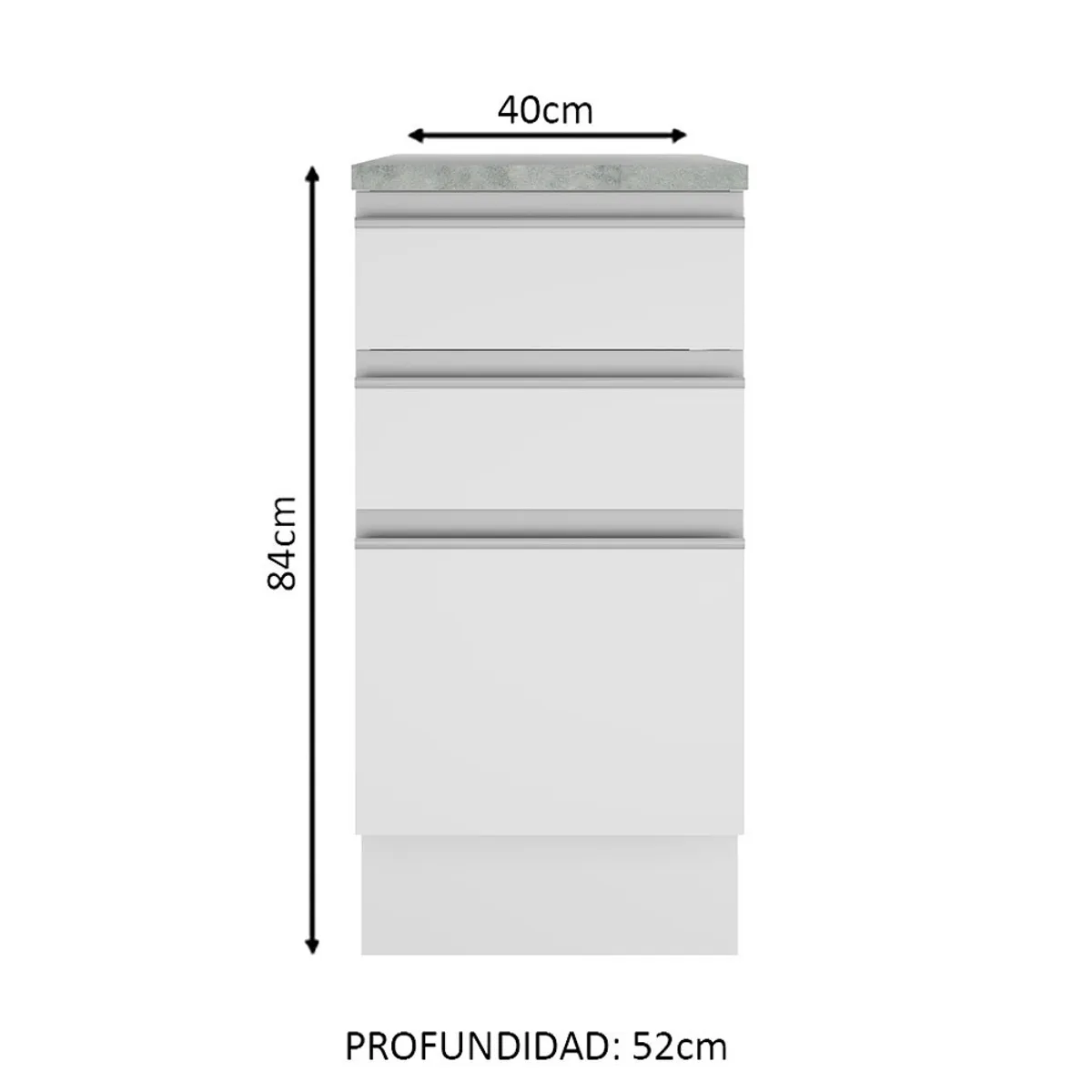 MADESA - Mueble de Cocina Glamy 40 cm 3 Cajones