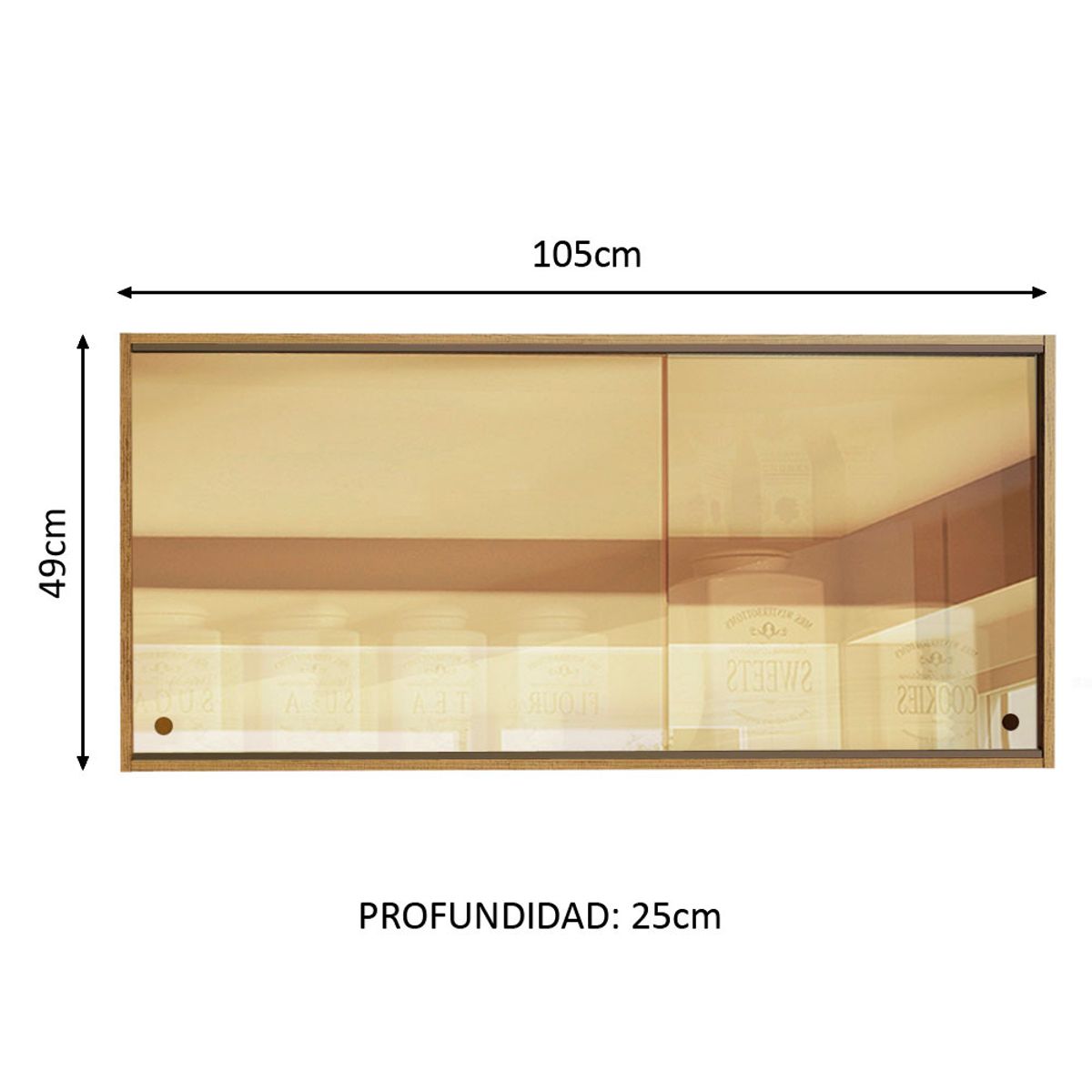 MADESA - Alacena de Cocina Emilly 105 cm 2 Puertas Corredizas de Cristal Reflex