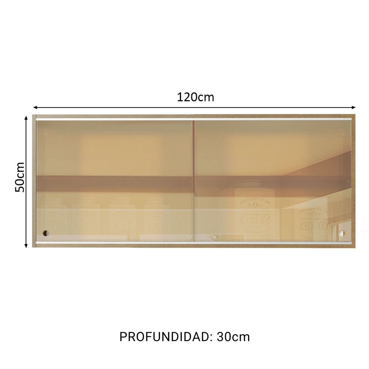 MADESA - Alacena de Cocina 120 cm 2 Puertas Corredizas de Cristal Reflex