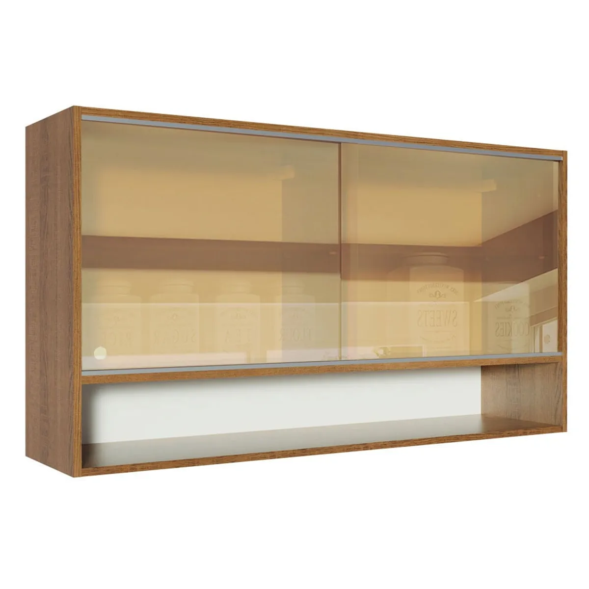 MADESA - Alacena de Cocina Glamy 120 cm 2 Puertas Corredizas de Cristal Reflex