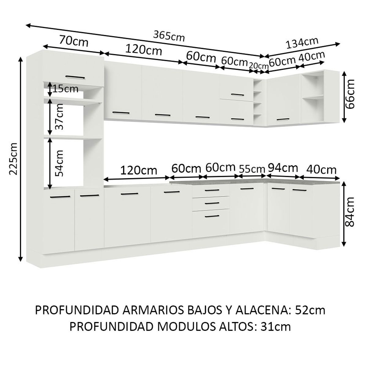 MADESA - Mueble de Cocina Integral de Esquina Agata 499 cm 01