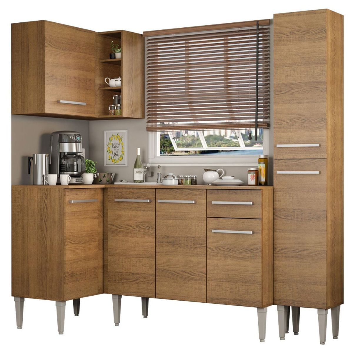 MADESA - Mueble de Cocina Integral de Esquina Emilly Song 261 cm