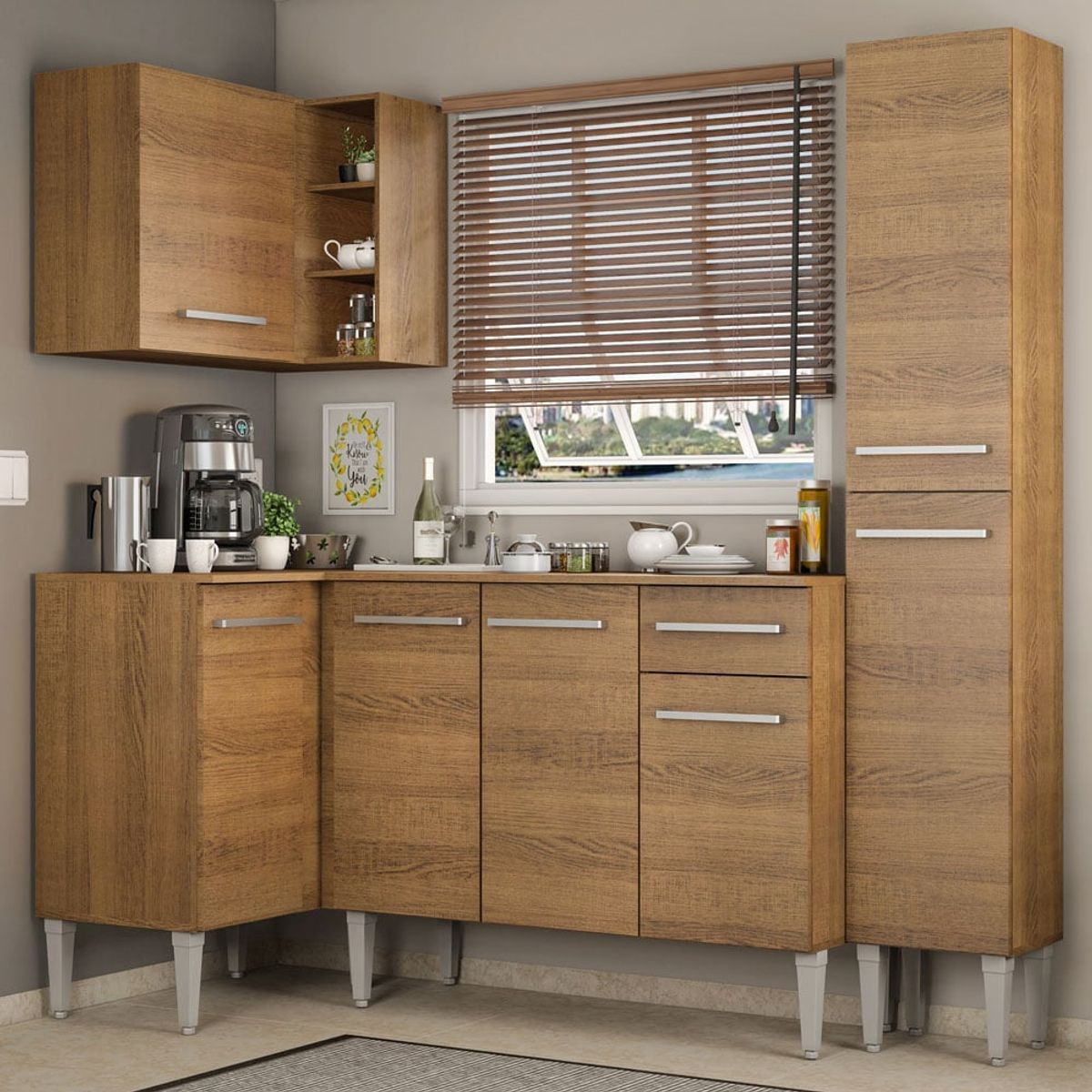 MADESA - Mueble de Cocina Integral de Esquina Emilly Song 261 cm