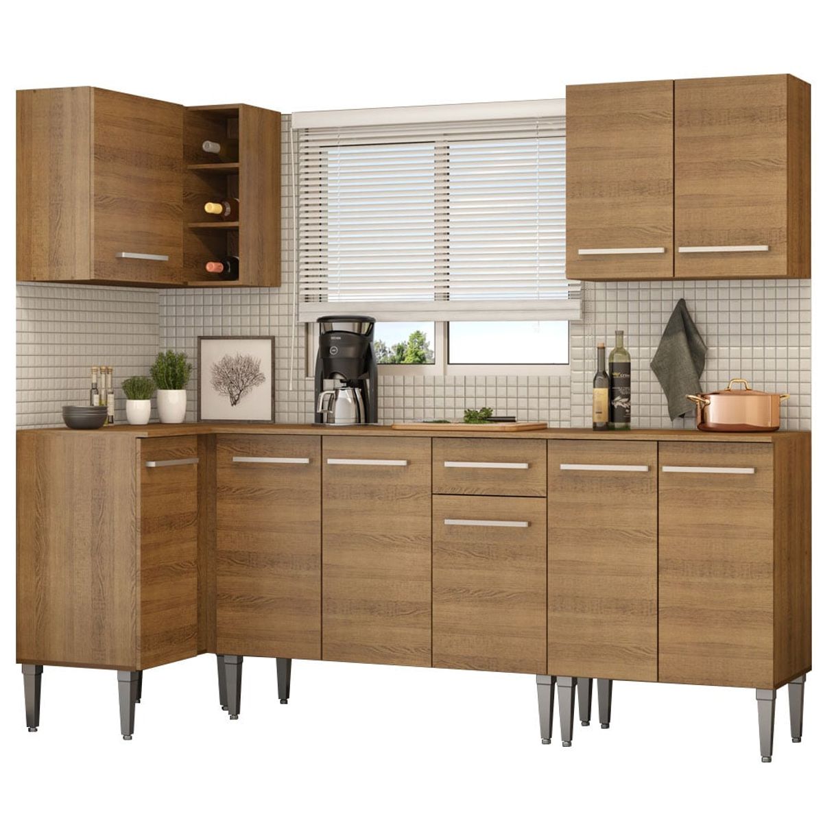 MADESA - Mueble de Cocina Integral de Esquina Emilly Open 293 cm