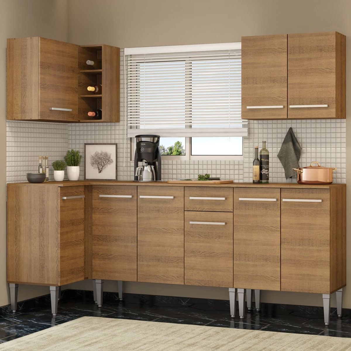 MADESA - Mueble de Cocina Integral de Esquina Emilly Open 293 cm