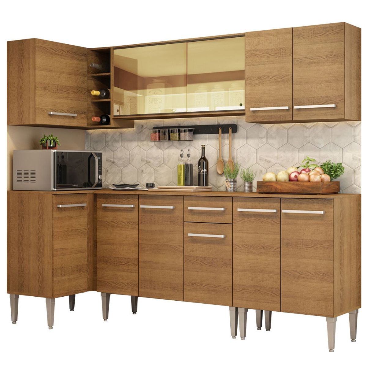 MADESA - Mueble de Cocina Integral de Esquina Emilly Play 293 cm