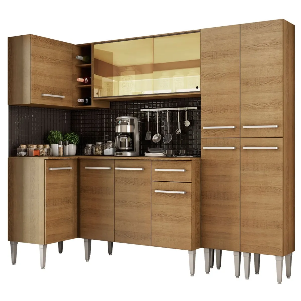 MADESA - Mueble de Cocina Integral de Esquina Emilly Line 293 cm