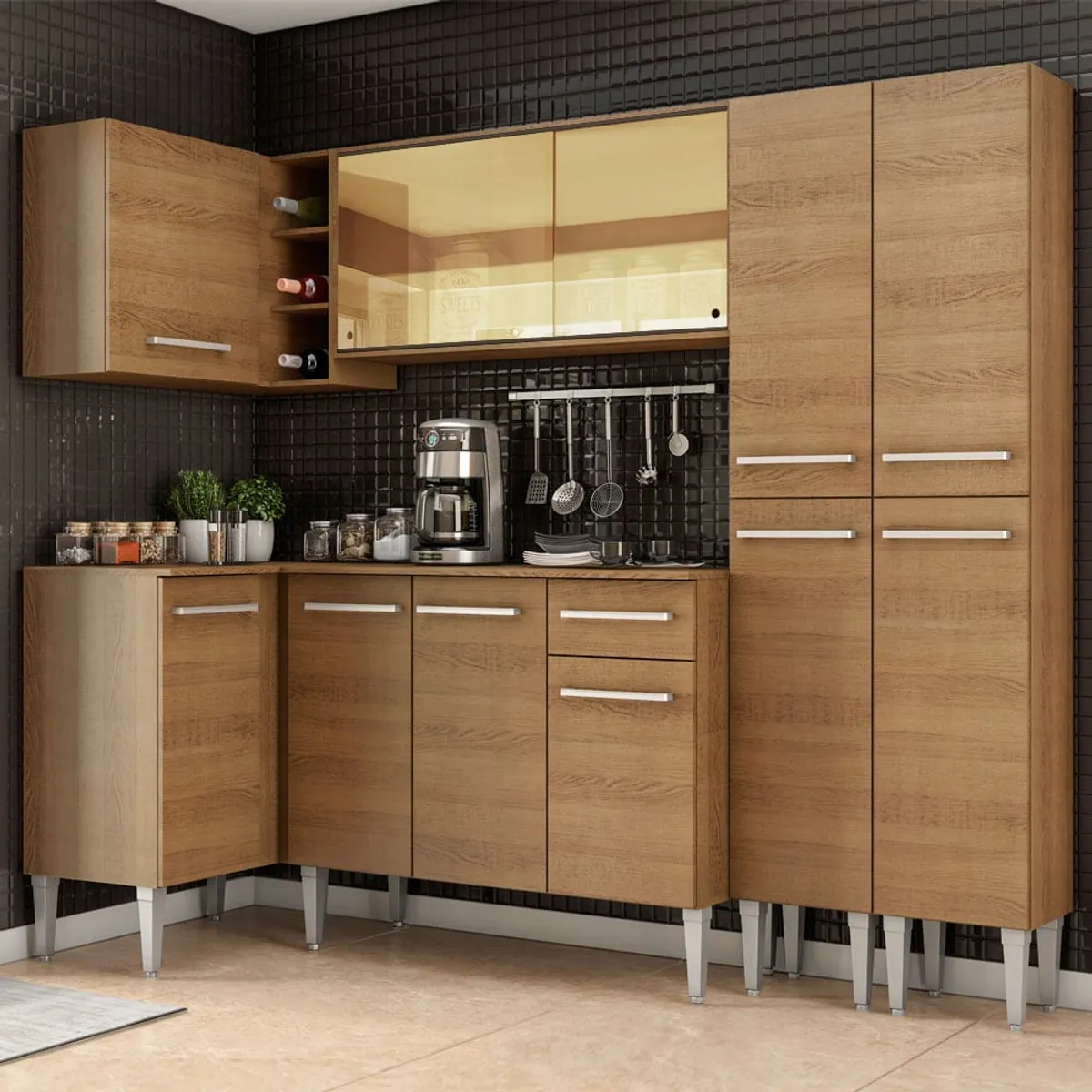MADESA - Mueble de Cocina Integral de Esquina Emilly Line 293 cm