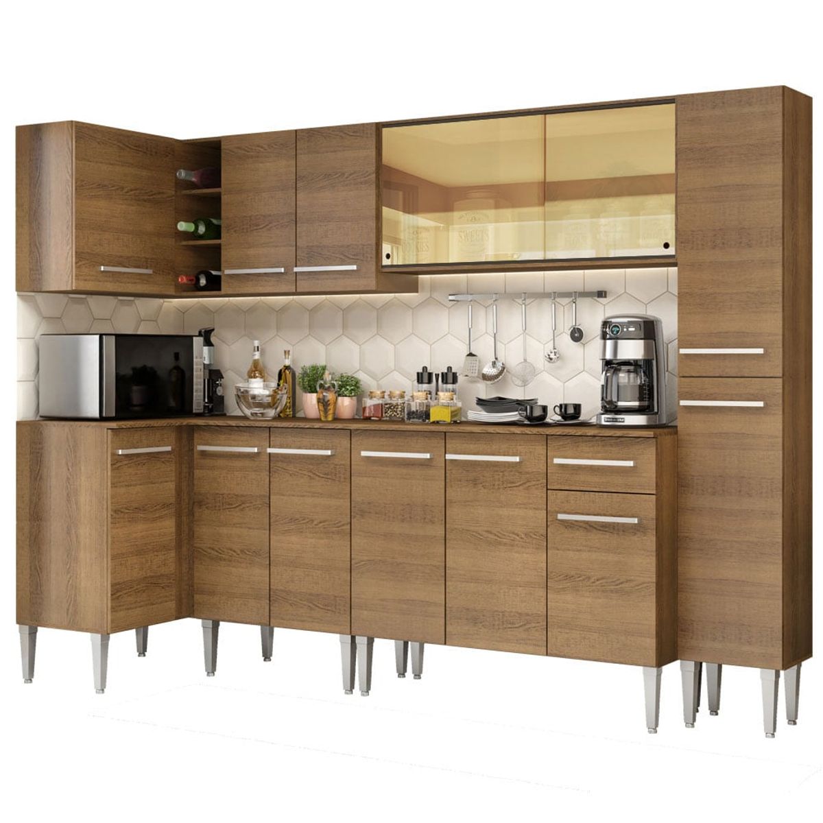 MADESA - Mueble de Cocina Integral de Esquina Emilly Wave 325 cm