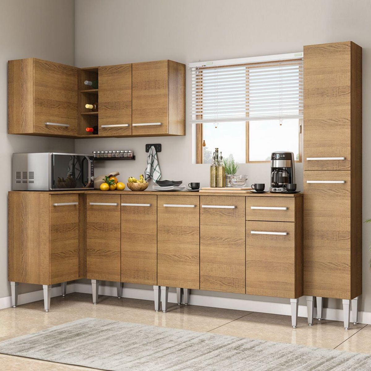 MADESA - Mueble de Cocina Integral de Esquina Emilly Water 325 cm