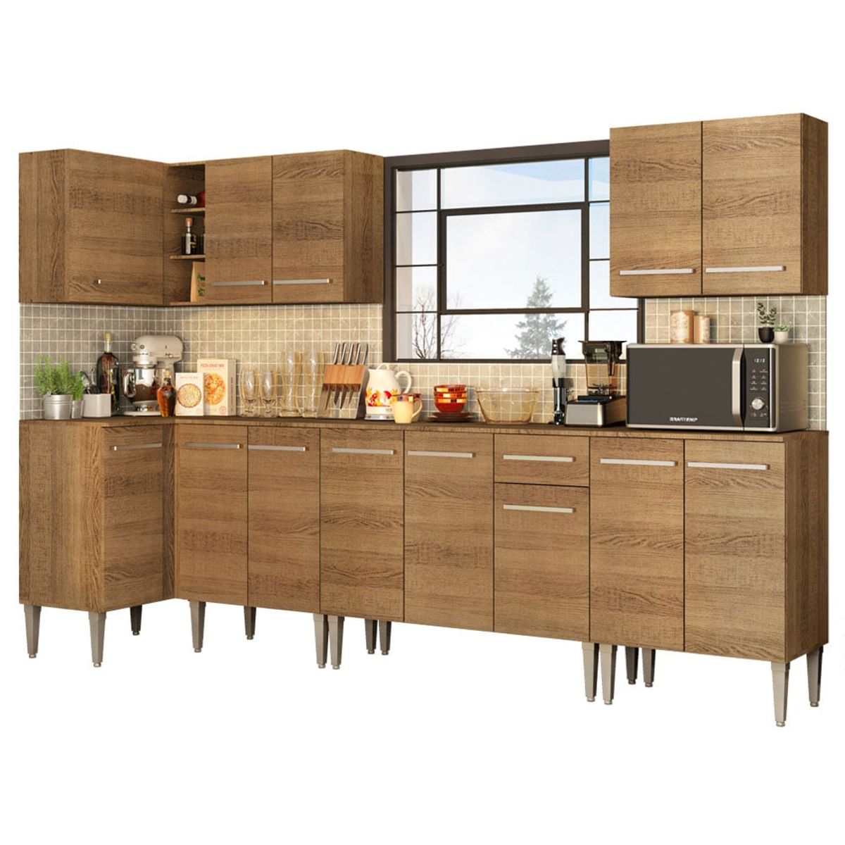MADESA - Mueble de Cocina Integral de Esquina Emilly Rock 357 cm