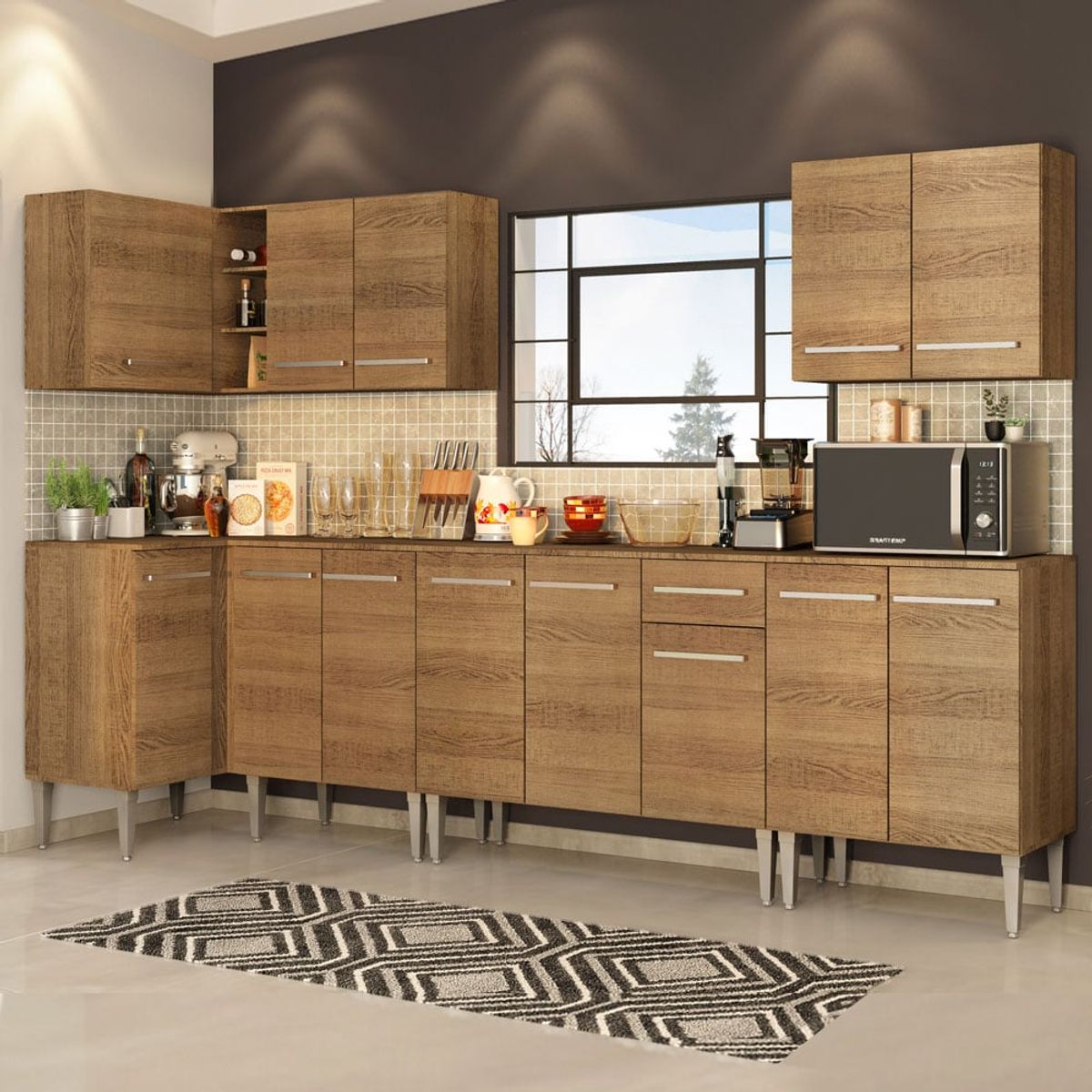 MADESA - Mueble de Cocina Integral de Esquina Emilly Rock 357 cm
