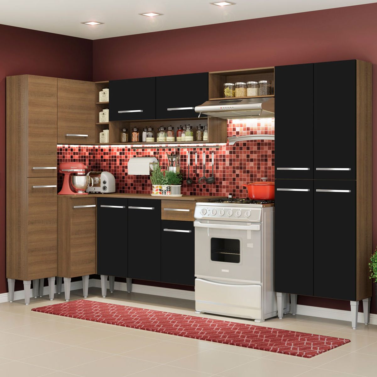 MADESA - Mueble de Cocina Integral de Esquina Emilly Love 385 cm