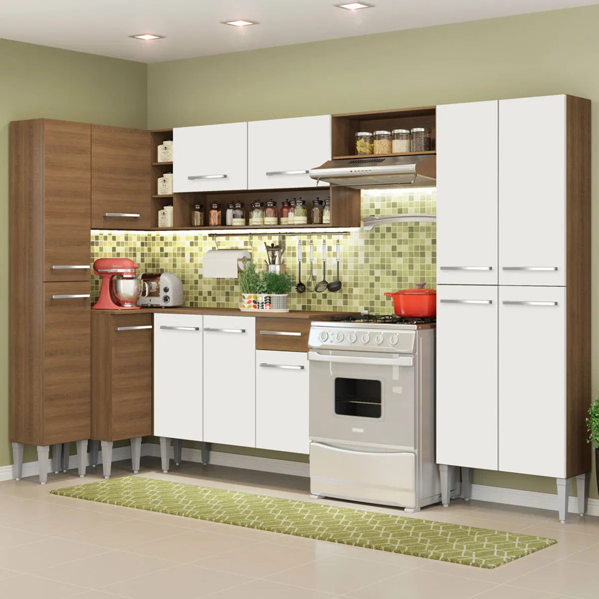 MADESA - Mueble de Cocina Integral de Esquina Emilly Love 385 cm