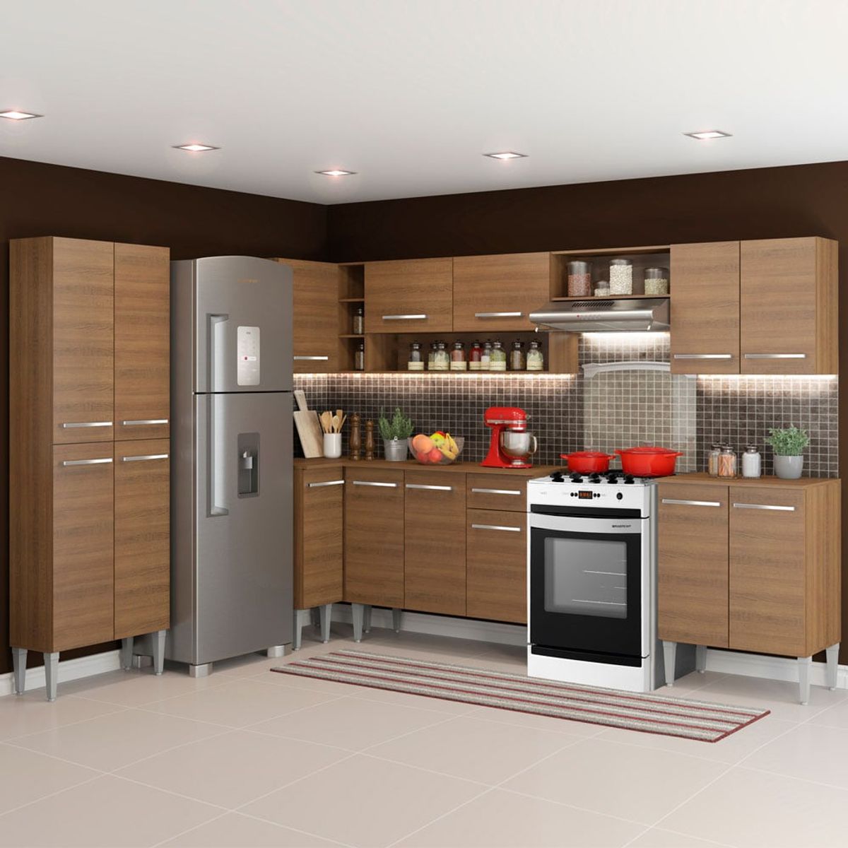 MADESA - Mueble de Cocina Integral de Esquina Emilly Moon 481 cm