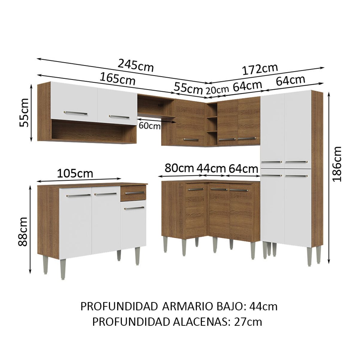 MADESA - Mueble de Cocina Integral de Esquina Emilly 417 cm 02