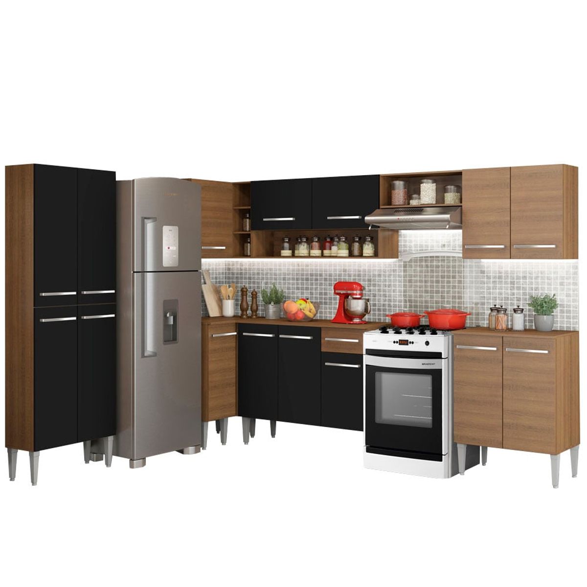 MADESA - Mueble de Cocina Integral de Esquina Emilly Moon 481 cm