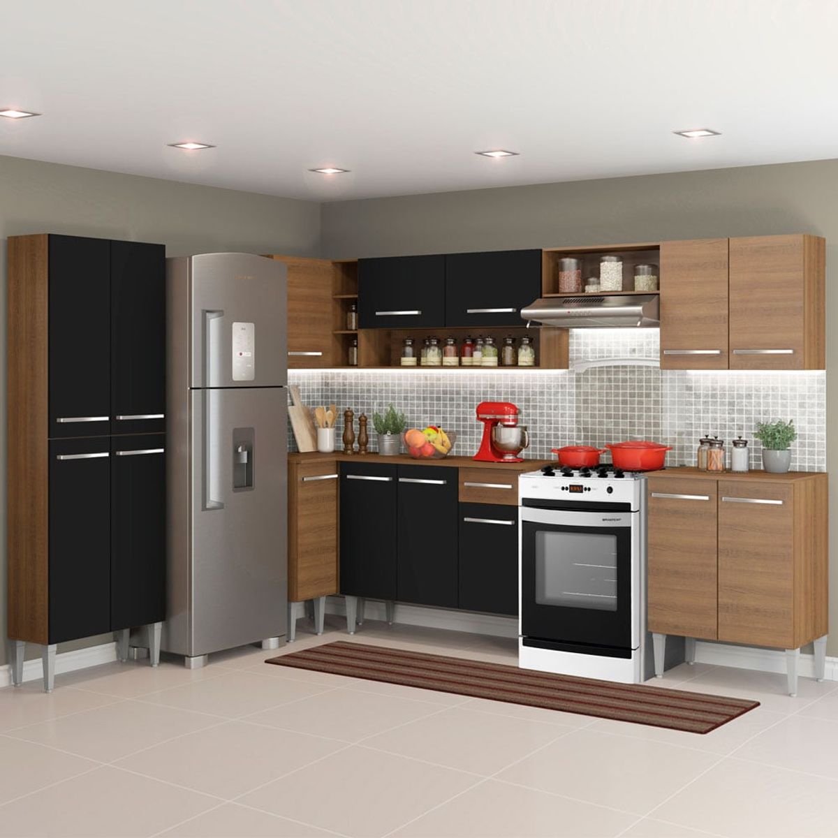 MADESA - Mueble de Cocina Integral de Esquina Emilly Moon 481 cm