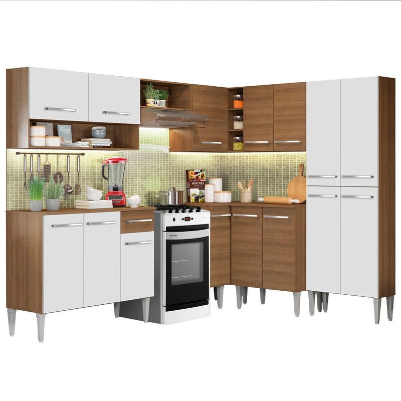 MADESA - Mueble de Cocina Integral de Esquina Emilly Ice 417 cm
