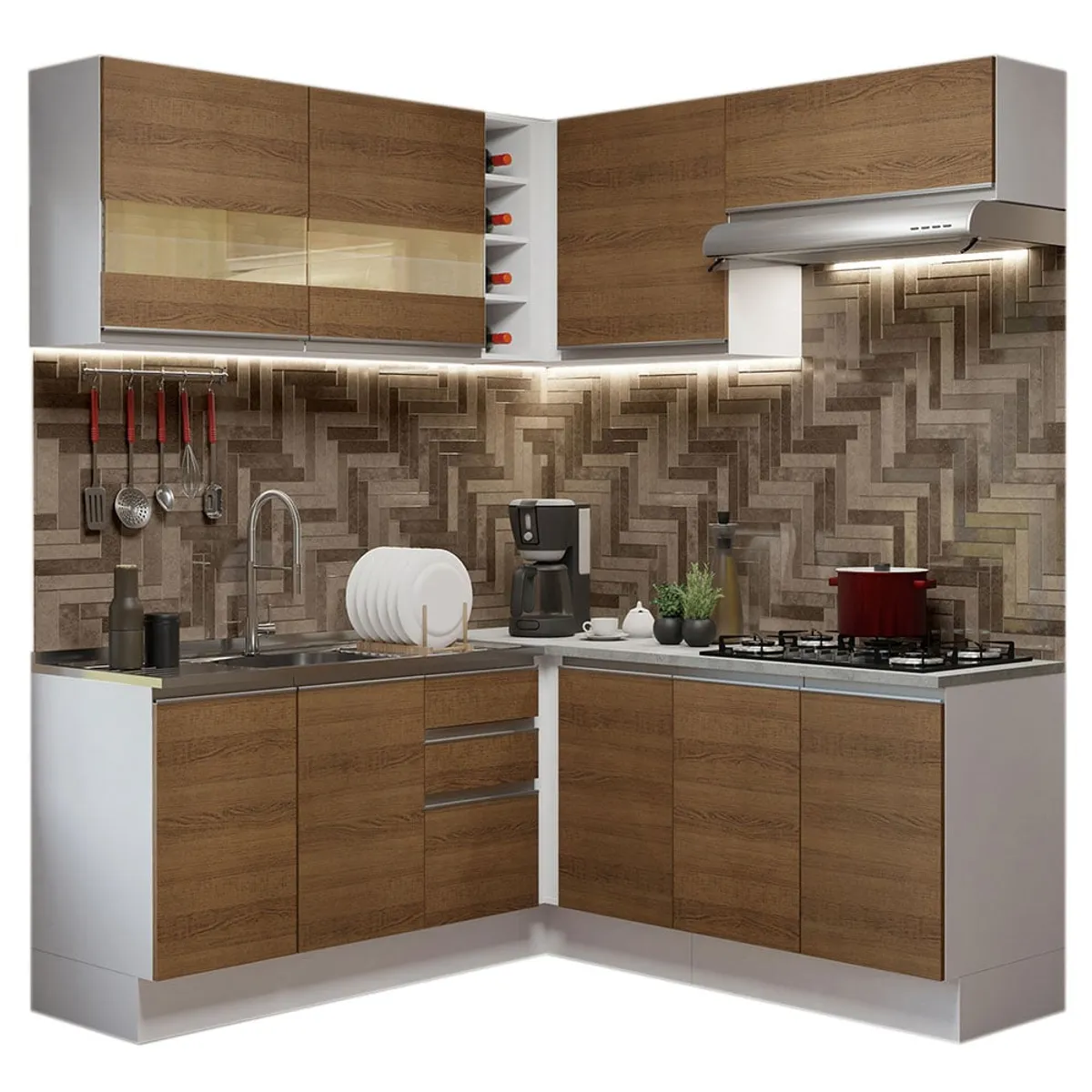 MADESA - Mueble de Cocina Integral de Esquina Glamy 349 cm 01