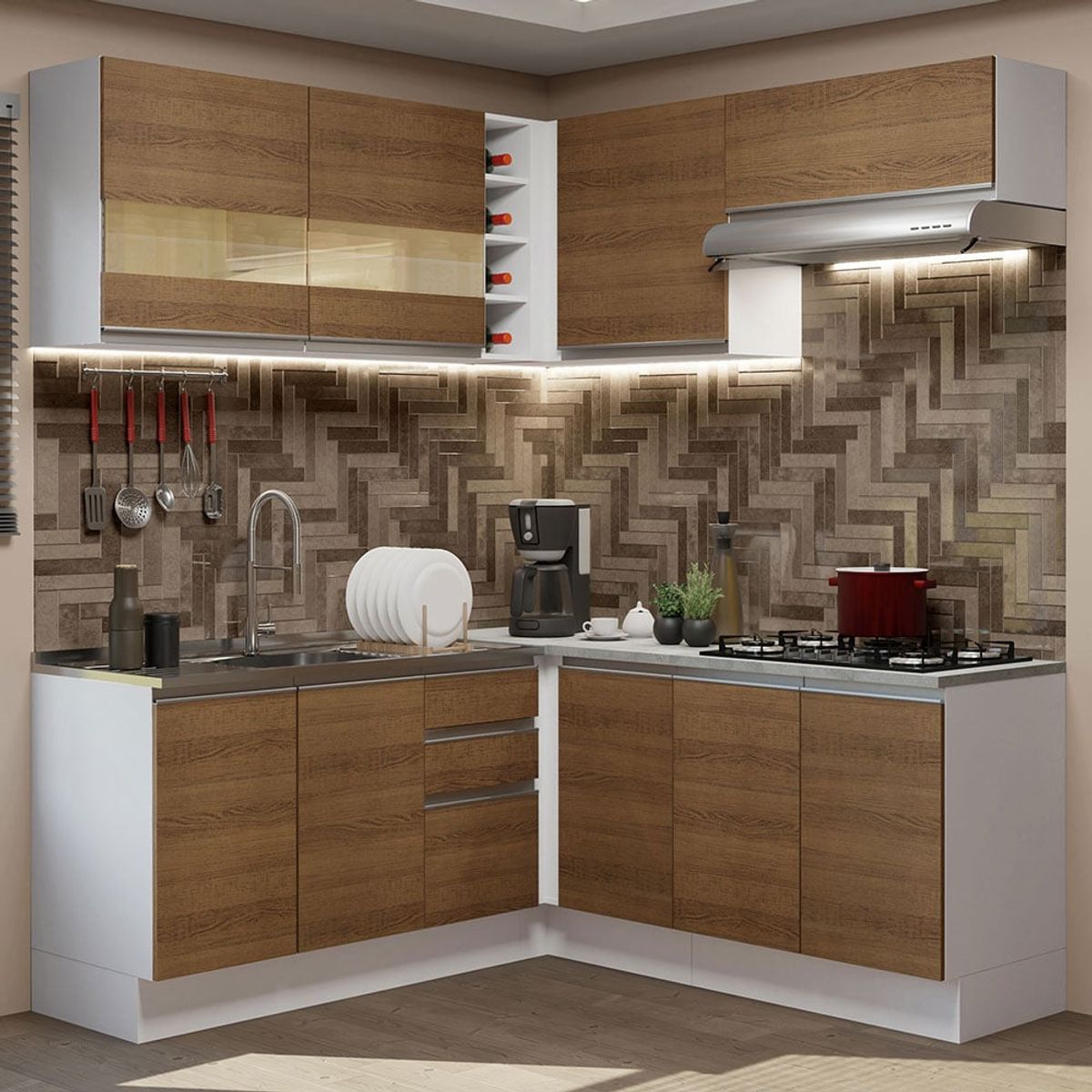 MADESA - Mueble de Cocina Integral de Esquina Glamy 349 cm 01