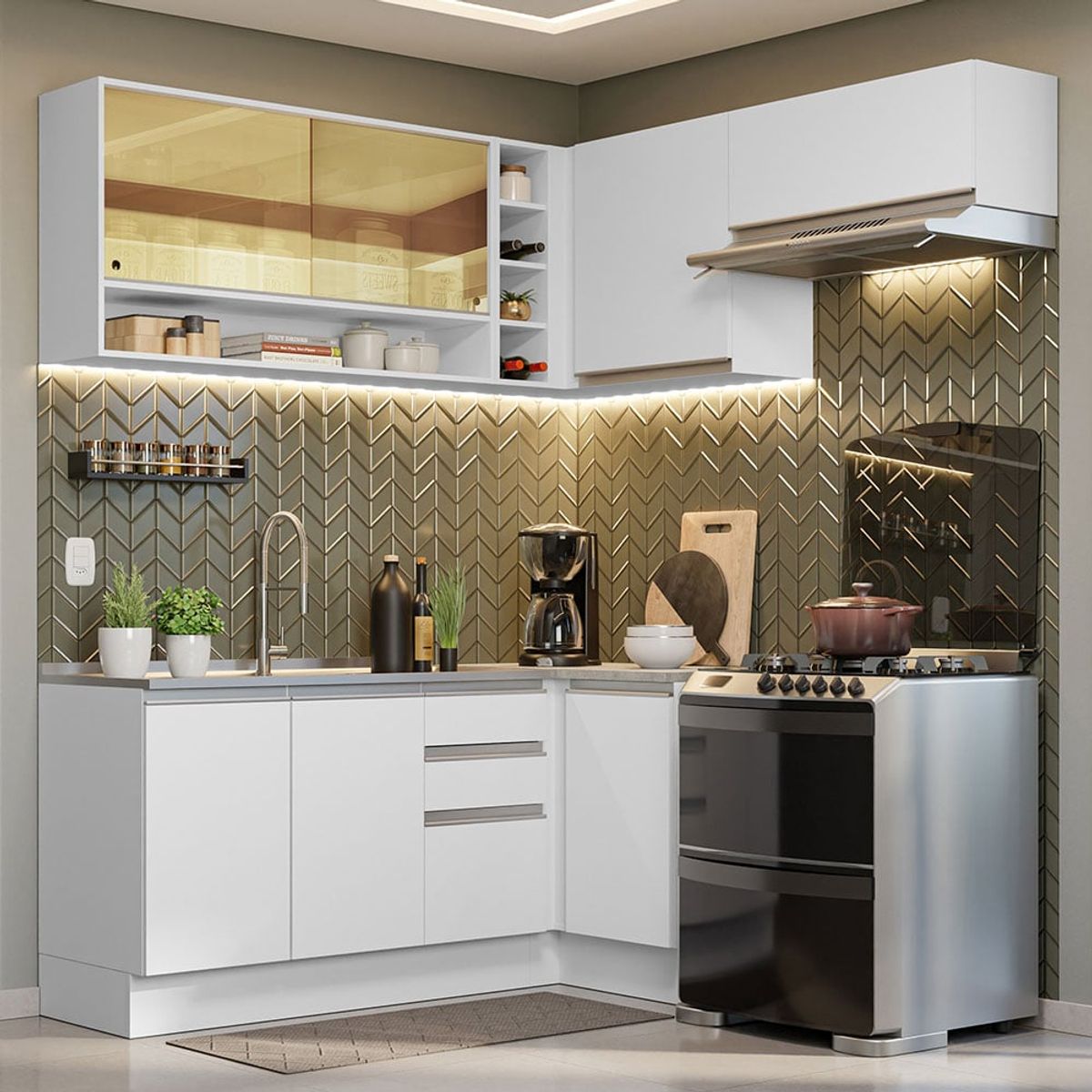 MADESA - Mueble de Cocina Integral de Esquina Glamy 349 cm 06