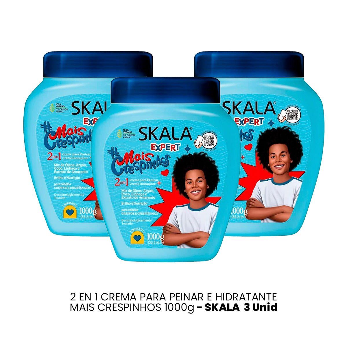 SKALA - 2 EN 1 CREMA PARA PEINAR E HIDRATANTE 1000G - SKALA 3 UNID