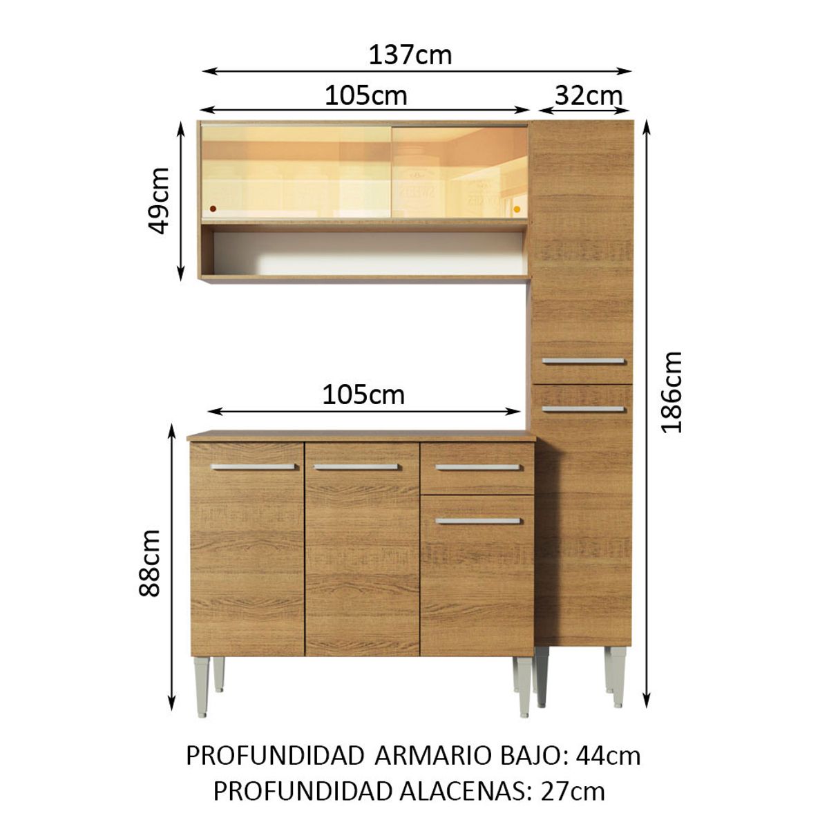 MADESA - Mueble de Cocina Integral Emilly Art 137 cm