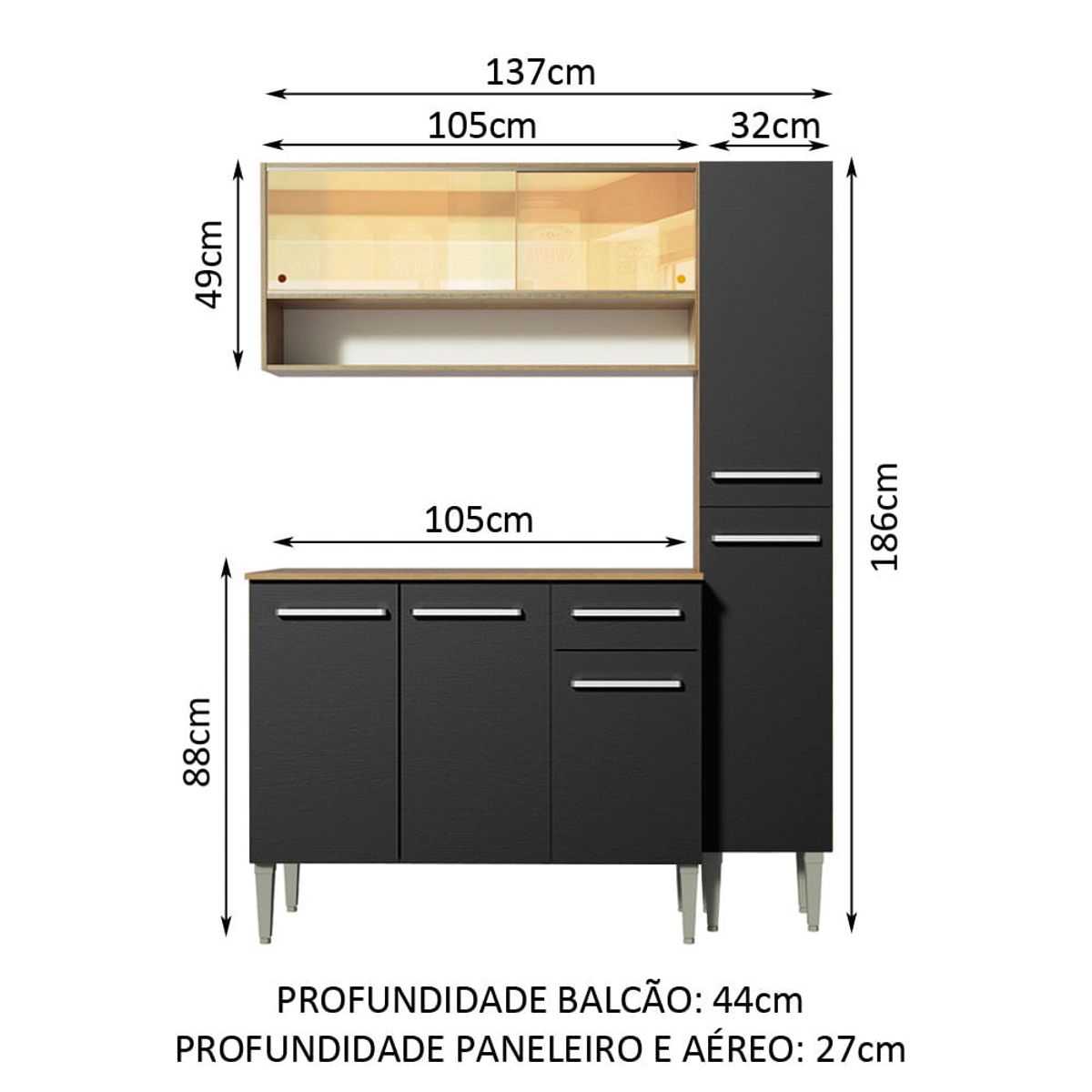 MADESA - Mueble de Cocina Integral Emilly Art 137 cm
