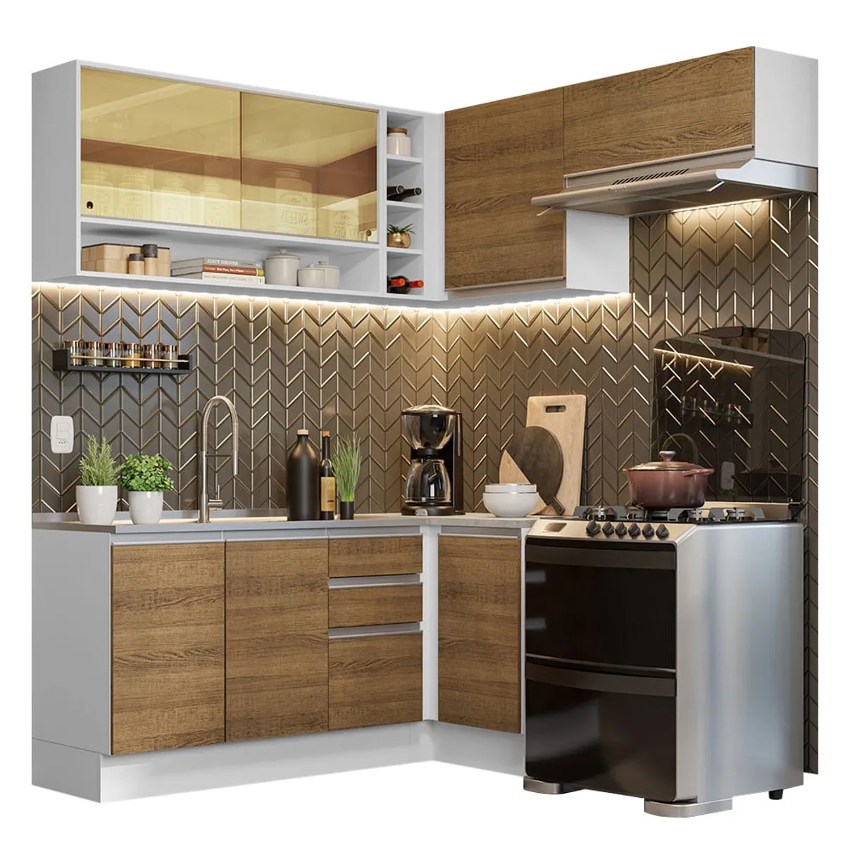 MADESA - Mueble de Cocina Integral de Esquina Glamy 349 cm 06